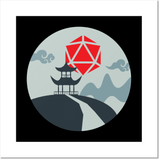 Japanese Shrine D20 Dice Sun RPG Landscape Posters and Art